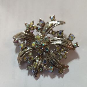 Elegant Silver Brooch with Iridescent Accents